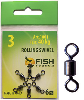 Вертлюг Fish Season цилиндрич. №3 40кг 6шт 1001-03F