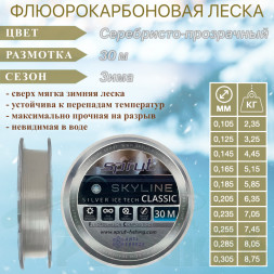 Леска Sprut Skyline Fluorocarbon Composition Classic Silver 0.235 30м