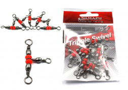 Вертлюг тройной Namazu TRIPPLE SWIVEL, латунь, цв. BN, р. 5 х 7, test-27 кг уп.10 шт