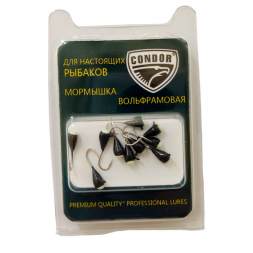 Мормышка вольфрамовая Condor Капля с ушком d 4,0 мм, вес 1,1 гр, обмазка черная с фосфорной каплей 10 шт