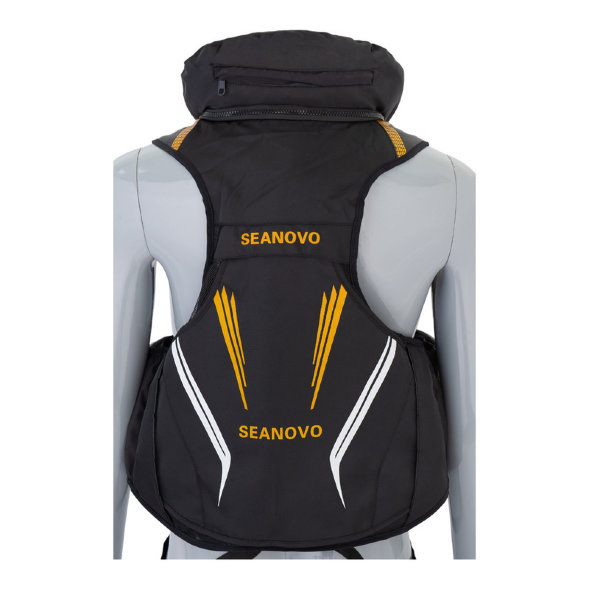 Жилет страховочный SJ61, чёрное золото, накладные карманы,  р-р L